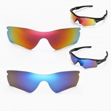 Walleva Fire Red + Ice Blue Polarized Replacement Lenses For Oakley Radar Path Sunglasses